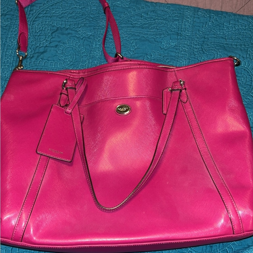 Coach Pink Leather Tote Bag